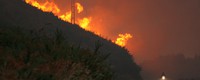 What conditions cause large wildfires in Portugal and Spain?